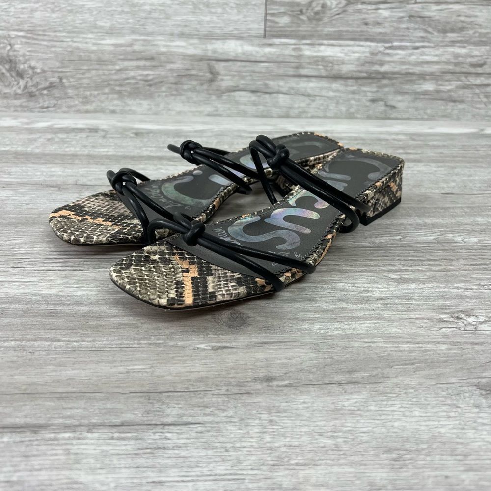 Sam Edelman Circus Sandals Sz 9.5 Black Snakeskin Jay Strappy Square Toe Heel